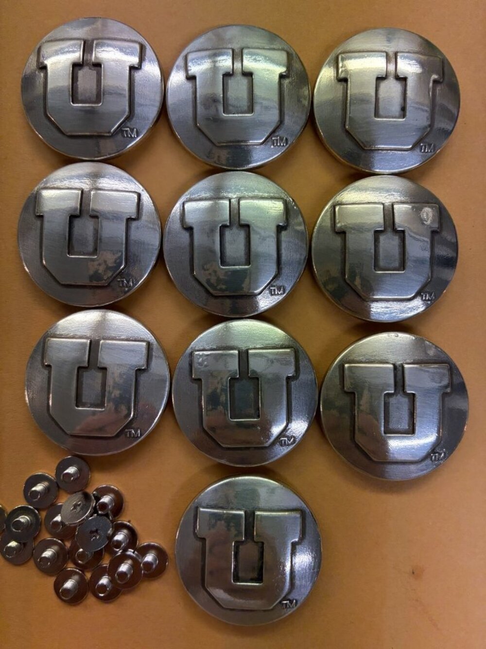 Lot of 10 Utah Utes Block U Conchos with Screws 1-1/4"